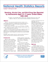 Smoking alcohol use and illicit drug use reported by adolescents aged 1217 years United States 19992004