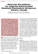 Molecular Surveillance for Imported Antimicrobial Resistant Plasmodium falciparum Ontario Canada