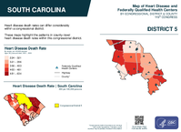 SC Congressional District 05 Heart Disease and Federally Qualified Health Centers Map 119th Congress