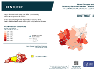 KY Congressional District 02 Heart Disease and Federally Qualified Health Centers Map 118th Congress