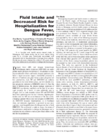 Fluid Intake and Decreased Risk for Hospitalization for Dengue Fever Nicaragua