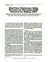 RealTime Polymerase Chain Reaction for Detecting SARS Coronavirus Beijing 2003