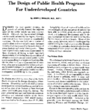 The design of public health programs for underdeveloped countries