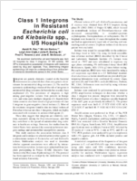 Class 1 Integrons in Resistant Escherichia coli and Klebsiella spp US Hospitals