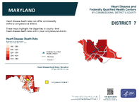 MD Congressional District 07 Heart Disease and Federally Qualified Health Centers Map 118th Congress