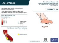 CA Congressional District 24 Heart Disease and Federally Qualified Health Centers Map 119th Congress