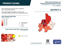 PA Congressional District 08 Heart Disease and Federally Qualified Health Centers Map 119th Congress