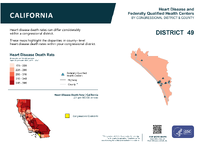 CA Congressional District 49 Heart Disease and Federally Qualified Health Centers Map 118th Congress