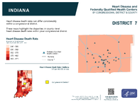 IN Congressional District 07 Heart Disease and Federally Qualified Health Centers Map 118th Congress