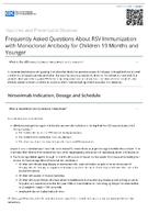 Frequently Asked Questions About RSV Immunization with Monoclonal Antibody for Children 19 Months and Younger