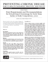 State Requirements and Recommendations for SchoolBased Screenings for Body Mass Index or Body Composition 2010