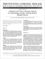 Institutional Policy Changes Aimed at Addressing Obesity Among Mental Health Clients
