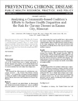 Analyzing a Communitybased Coalitions Efforts to Reduce Health Disparities and the Risk for Chronic Disease in Kansas City Missouri
