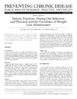 Dietary Practices Dining Out Behavior and Physical Activity Correlates of Weight Loss Maintenance