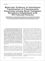 Molecular Evidence of Interhuman Transmission of Pneumocystis Pneumonia among Renal Transplant Recipients Hospitalized with HIVInfected Patients