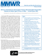 Advisory Committee on Immunization Practices Recommended Immunization Schedule for Adults Aged 19 Years or Older  United States 2022