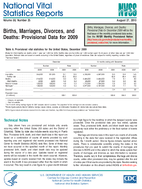 Births Marriages Divorces and Deaths Provisional Data for 2009