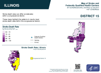 IL Congressional District 15 Stroke and Federally Qualified Health Centers Map 119th Congress