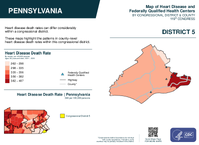 PA Congressional District 05 Heart Disease and Federally Qualified Health Centers Map 119th Congress