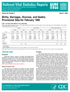 Births Marriages Divorces and Deaths Provisional Data for February 1999