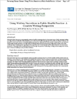 Using Written Narratives in Public Health Practice A Creative Writing Perspective
