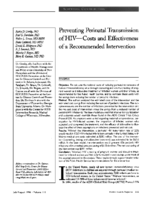 Preventing perinatal transmission of HIVcosts and effectiveness of a recommended intervention