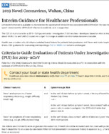 2019 Novel Coronavirus 2019nCoV Wuhan China Interim guidance for healthcare professionals