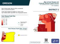OR Congressional District 02 Heart Disease and Federally Qualified Health Centers Map 119th Congress