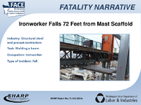 Fatality Narrative Ironworker Falls 72 Feet from Mast Scaffold  Slideshow
