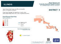 IL Congressional District 05 Heart Disease and Federally Qualified Health Centers Map 118th Congress