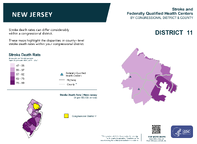 NJ Congressional District 11 Stroke and Federally Qualified Health Centers Map 118th Congress