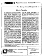 Recommended Standard for Occupational Exposure to Vinyl Chloride 1974