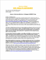 CDC Health Advisory Human Infection with Avian Influenza a H5N1 Virus 20140115 January 15 2014 1345 ET 145 PM ET