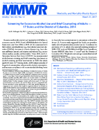 Screening for Excessive Alcohol Use and Brief Counseling of Adults  17 States and the District of Columbia 2014