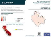 CA Congressional District 18 Heart Disease and Federally Qualified Health Centers Map 119th Congress