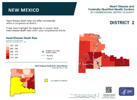 NM Congressional District 02 Heart Disease and Federally Qualified Health Centers Map 118th Congress