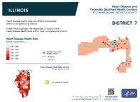 IL Congressional District 07 Heart Disease and Federally Qualified Health Centers Map 118th Congress
