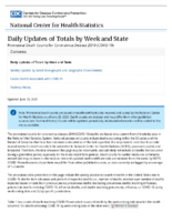 Provisional Death Counts for Coronavirus Disease COVID19 Daily Updates of Totals by Week and State Updated June 23 2020