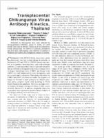 Transplacental Chikungunya Virus Antibody Kinetics Thailand