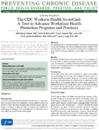 The CDC Worksite Health ScoreCard A Tool to Advance Workplace Health Promotion Programs and Practices
