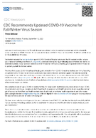CDC Recommends Updated COVID19 Vaccine for FallWinter Virus Season  Press Release For Immediate Release Tuesday September 12 2023