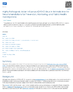 Highly Pathogenic Avian Influenza AH5N1 Virus in Animals Interim Recommendations for Prevention Monitoring and Public Health Investigations