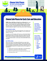 Choose Safe Places for Early Care and Education 2page handout
