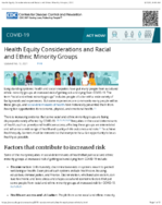 COVID19 Health Equity Considerations and Racial and Ethnic Minority Groups Updated February 12 2021