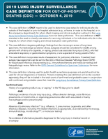 2019 Lung Injury Surveillance Primary Case Definitions for outofhospital deaths