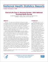 Endoflife care in nursing homes 2004 National Nursing Home Survey
