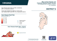 VA Congressional District 08 Heart Disease and Federally Qualified Health Centers Map 119th Congress
