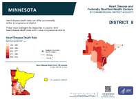 MN Congressional District 08 Heart Disease and Federally Qualified Health Centers Map 118th Congress