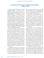 Occupational Transmission of Neisseria meningitidisCalifornia 2009