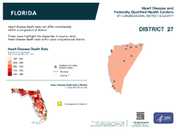 FL Congressional District 27 Heart Disease and Federally Qualified Health Centers Map 118th Congress
